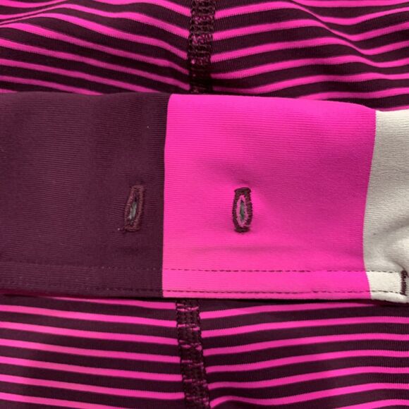 Lululemon Athletica Sz 8 Run For Your Life Crop Leggings Hyper Stripe Raspberry - Picture 6 of 10